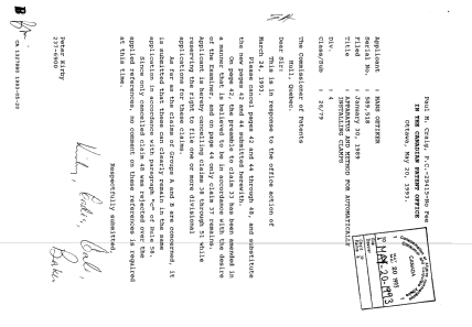 Canadian Patent Document 1327880. Prosecution Correspondence 19930520. Image 1 of 1