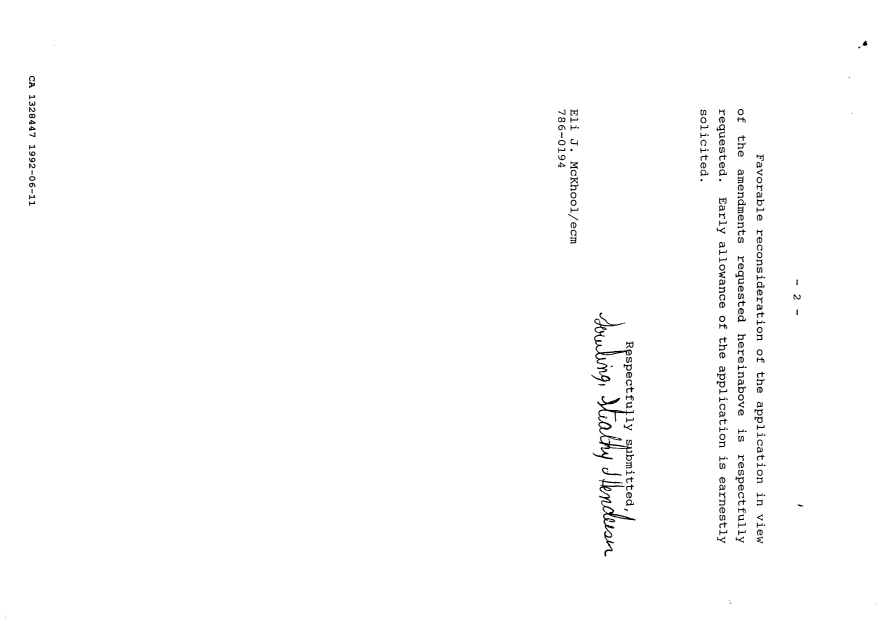 Canadian Patent Document 1328447. Prosecution Correspondence 19920611. Image 2 of 7
