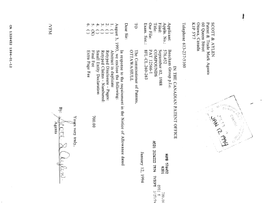 Canadian Patent Document 1328452. Correspondence 19931212. Image 1 of 1