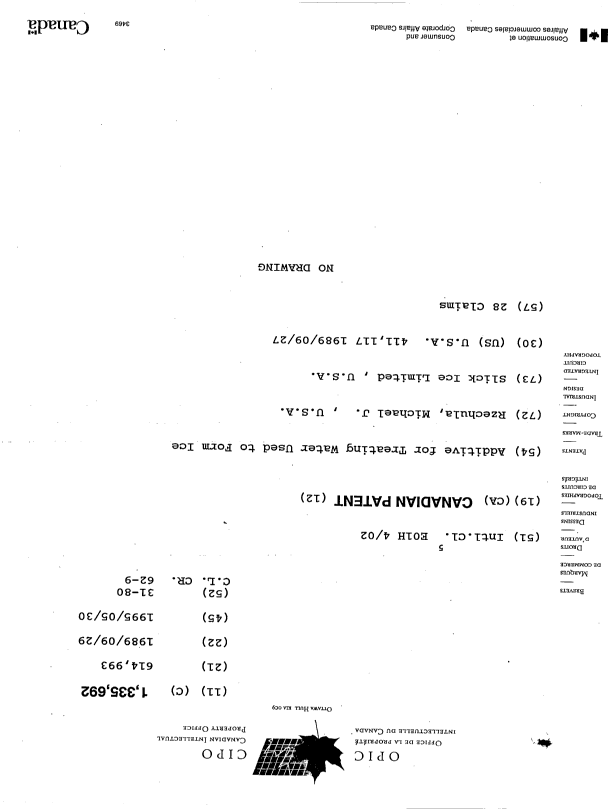 Document de brevet canadien 1335692. Page couverture 19941230. Image 1 de 1