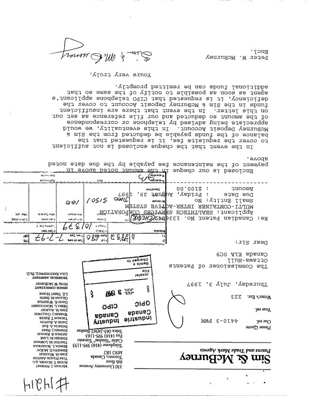 Canadian Patent Document 1336842. Fees 19970703. Image 1 of 1