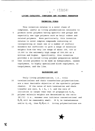 Canadian Patent Document 1338541. Description 19960820. Image 1 of 65