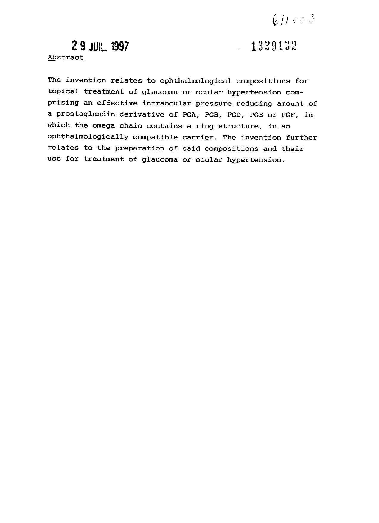 Document de brevet canadien 1339132. Abrégé 19970530. Image 1 de 1