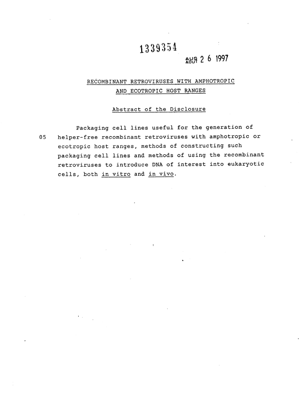 Document de brevet canadien 1339354. Abrégé 19970826. Image 1 de 1