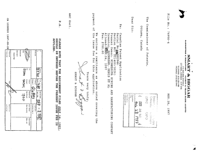 Canadian Patent Document 1339520. PCT Correspondence 19970828. Image 1 of 1
