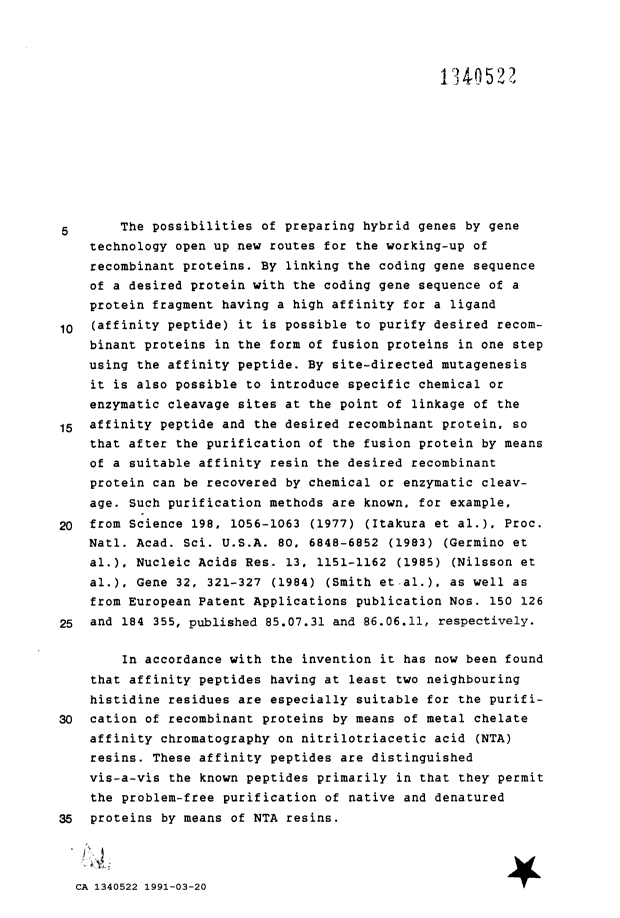 Canadian Patent Document 1340522. Prosecution Correspondence 19910320. Image 4 of 4
