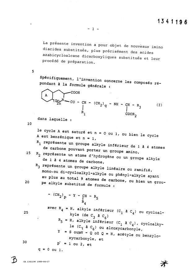 Document de brevet canadien 1341196. Poursuite-Amendment 19871227. Image 2 de 2