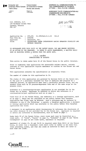 Canadian Patent Document 1341573. Examiner Requisition 19860422. Image 1 of 2