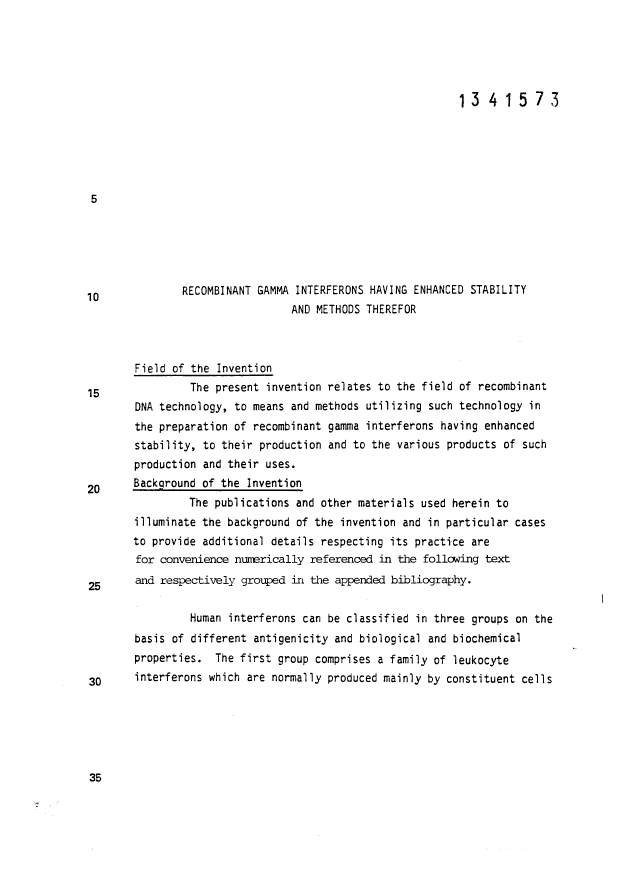Document de brevet canadien 1341573. Description 20080513. Image 1 de 25