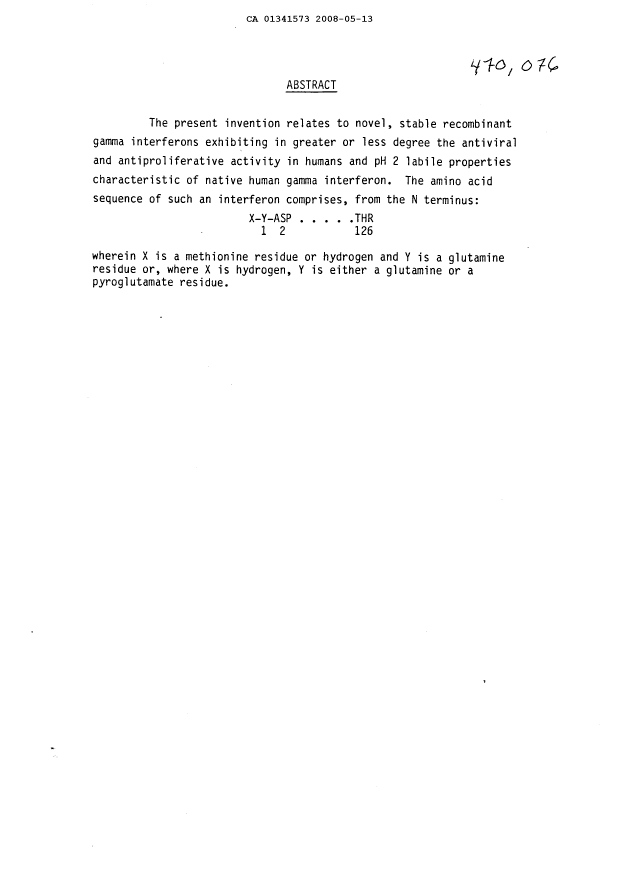 Document de brevet canadien 1341573. Abrégé 20080513. Image 1 de 1