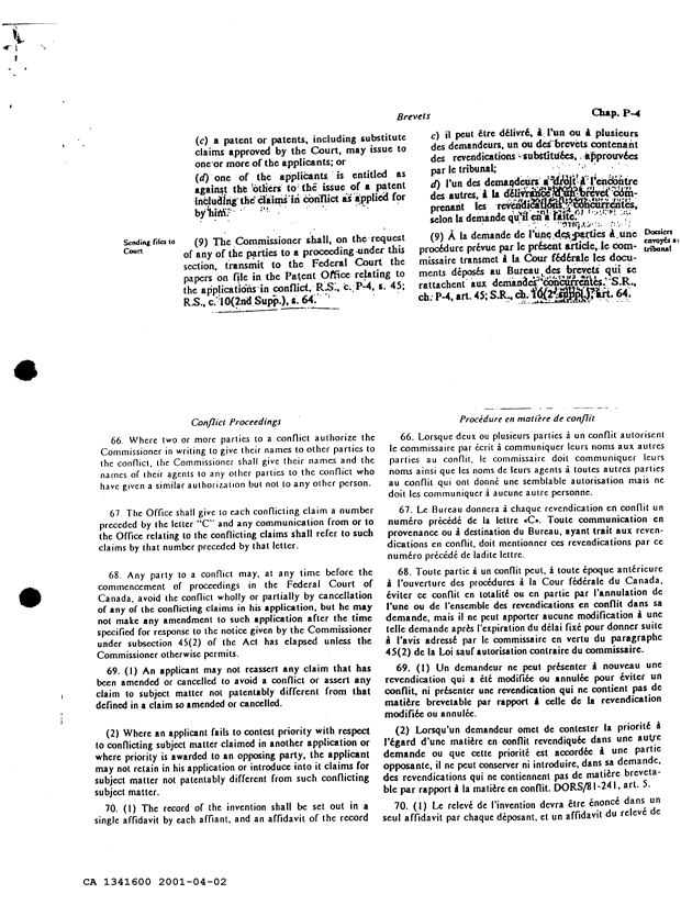 Canadian Patent Document 1341600. Examiner Requisition 20010402. Image 8 of 9