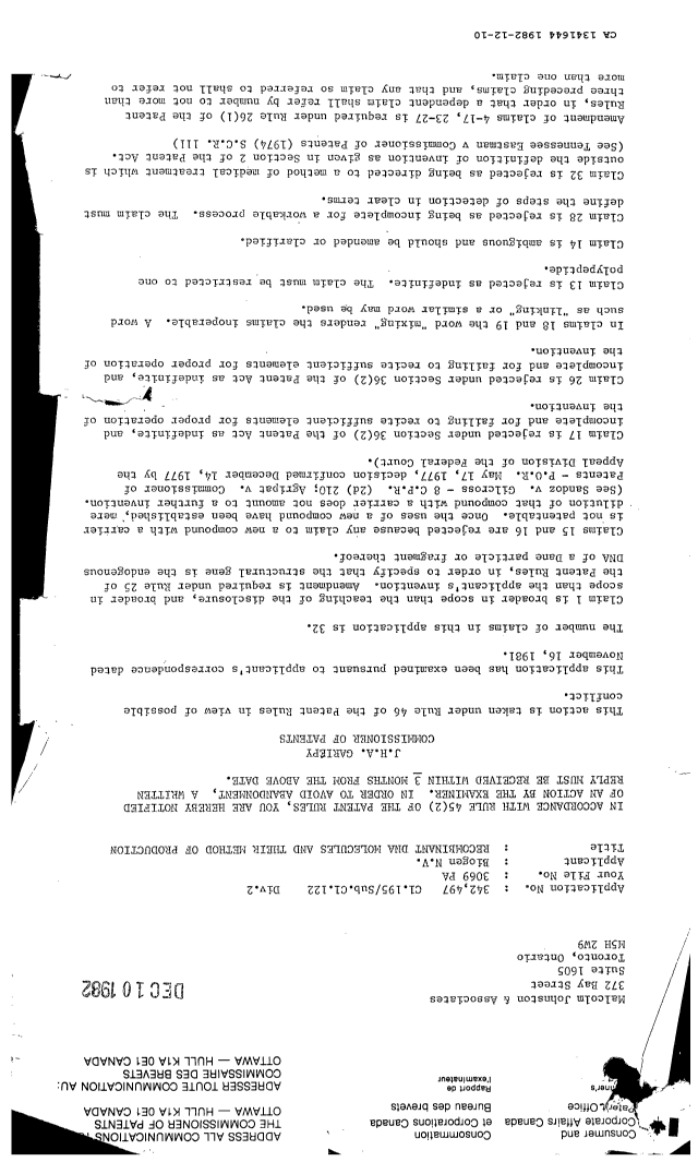Canadian Patent Document 1341644. Amendment 19821210. Image 1 of 2