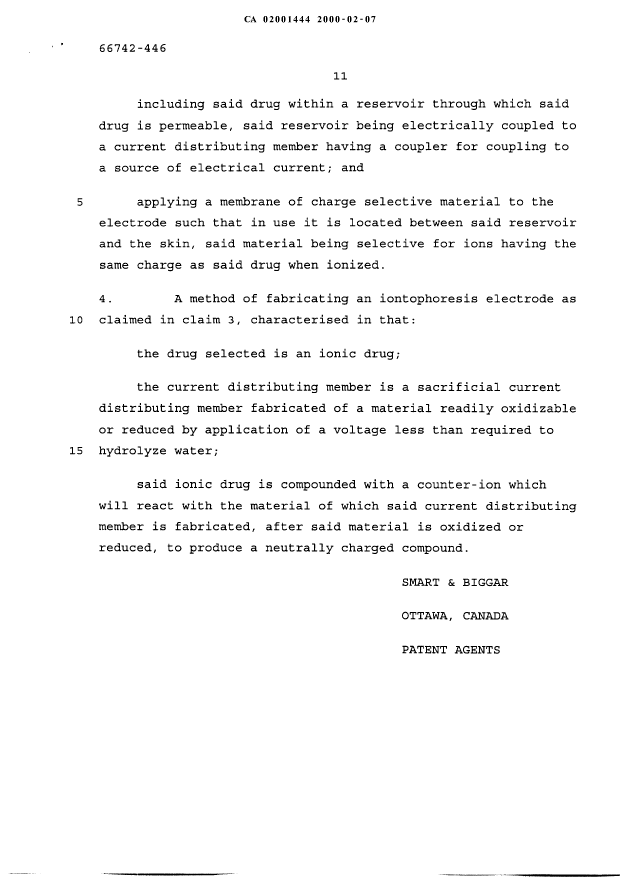 Document de brevet canadien 2001444. Revendications 20000207. Image 2 de 2