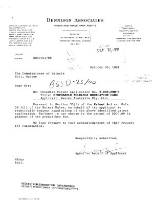 Canadian Patent Document 2002699. Prosecution Correspondence 19911030. Image 1 of 1