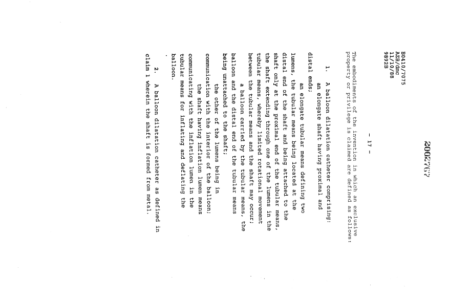 Document de brevet canadien 2002767. Revendications 19900510. Image 1 de 11