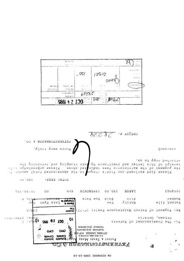 Canadian Patent Document 2004002. Fees 19951019. Image 1 of 1