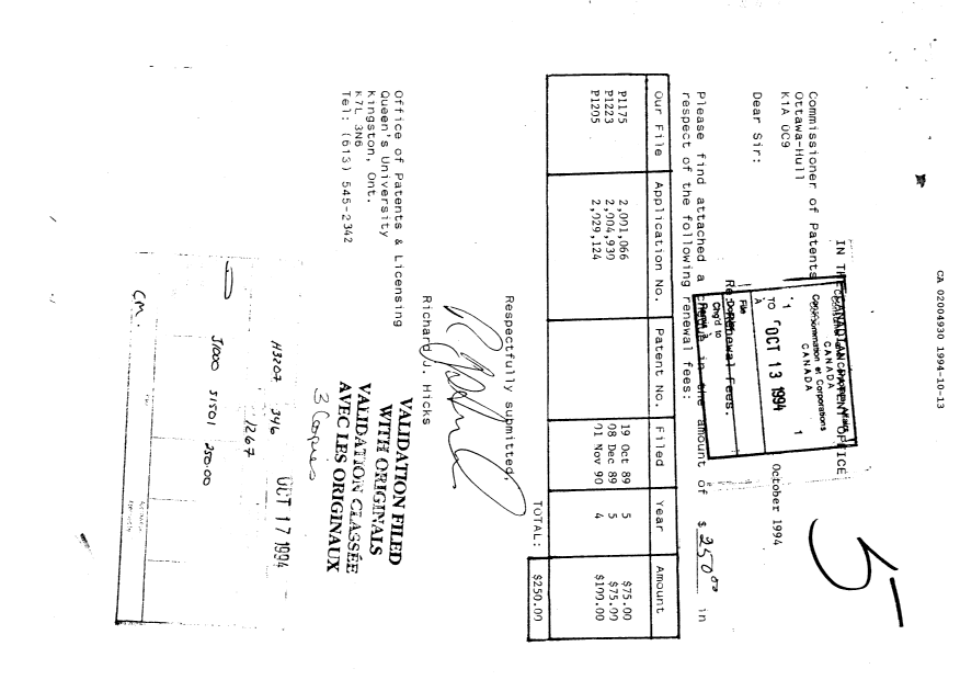 Document de brevet canadien 2004930. Taxes 19941013. Image 1 de 1
