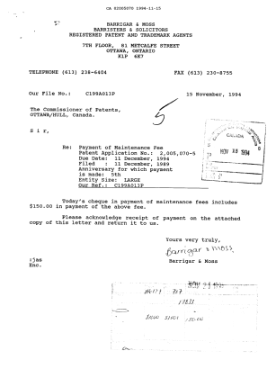 Document de brevet canadien 2005070. Taxes 19931215. Image 1 de 1