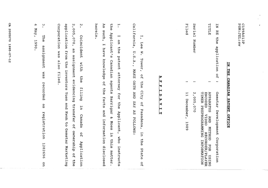 Document de brevet canadien 2005070. Poursuite-Amendment 19941212. Image 2 de 3