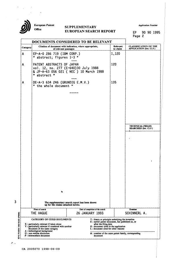 Document de brevet canadien 2005070. Correspondance de la poursuite 19980609. Image 8 de 9