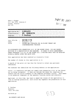 Document de brevet canadien 2005673. Demande d'examen 19970530. Image 1 de 1
