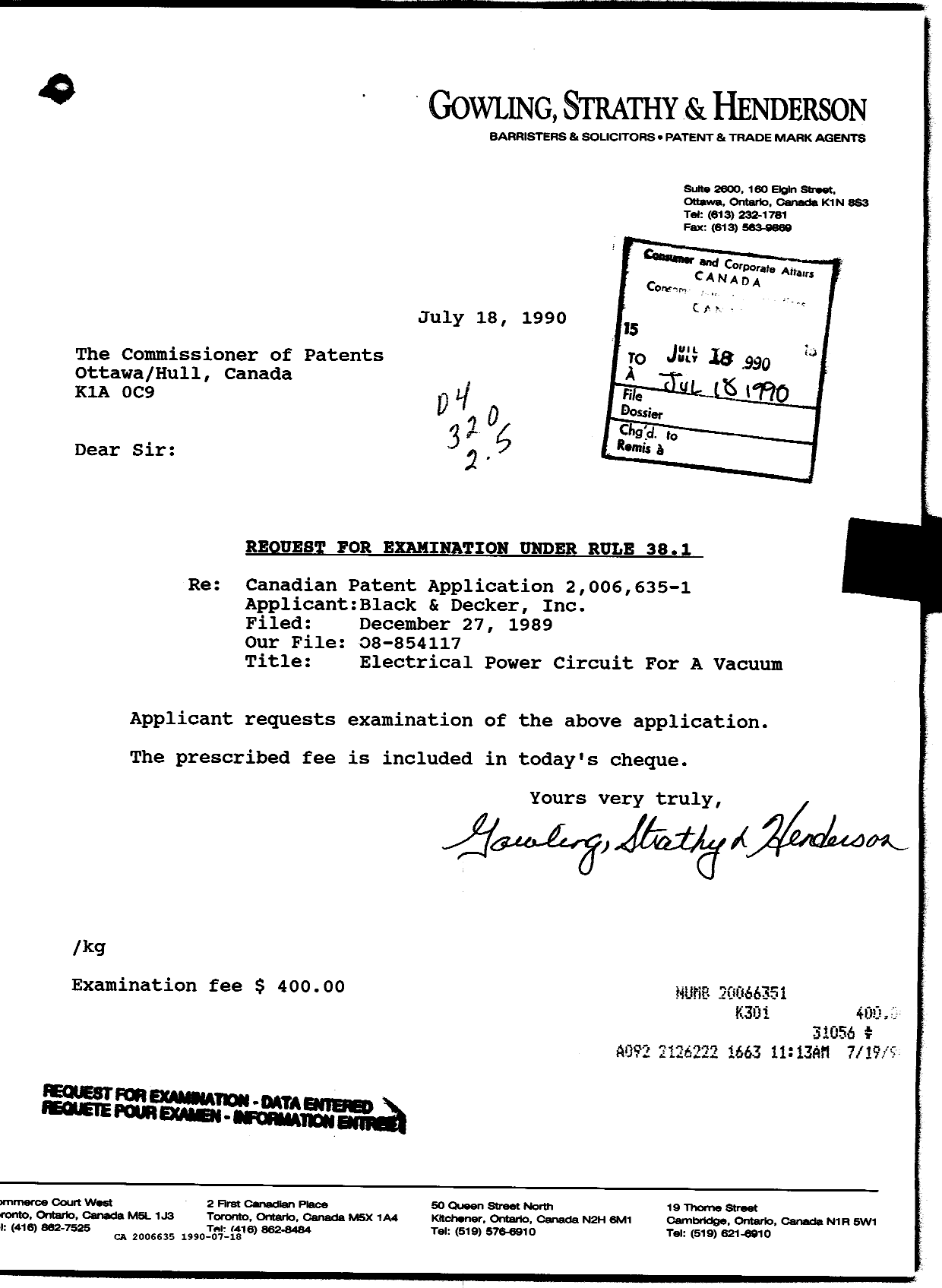 Document de brevet canadien 2006635. Correspondance de la poursuite 19900718. Image 1 de 1