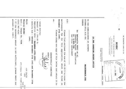 Document de brevet canadien 2006700. Taxes 19921216. Image 1 de 1