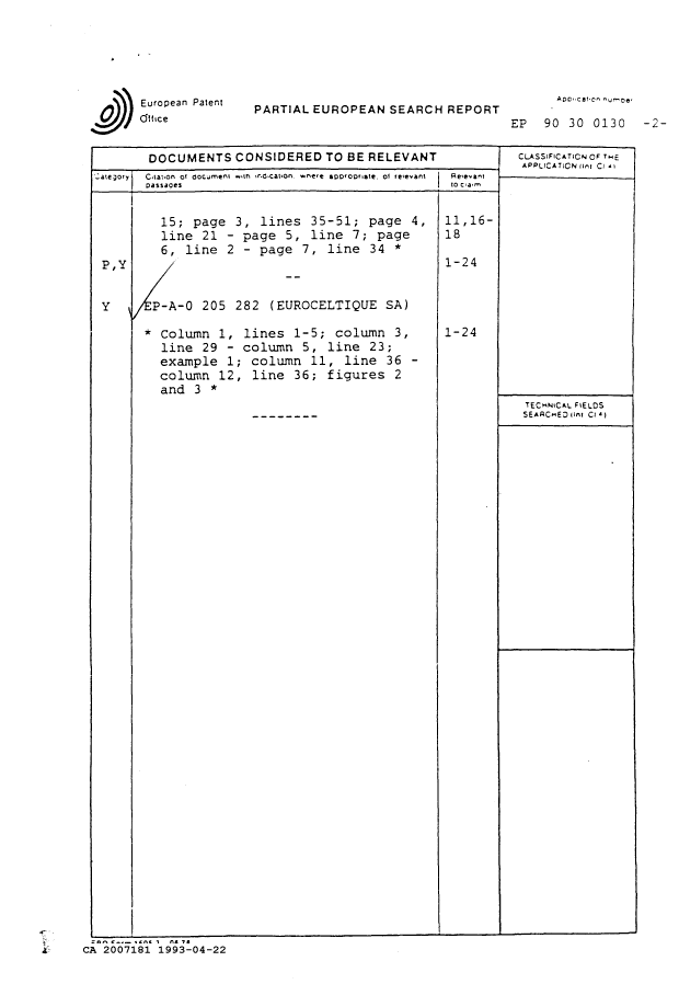 Canadian Patent Document 2007181. Prosecution Correspondence 19930422. Image 3 of 3