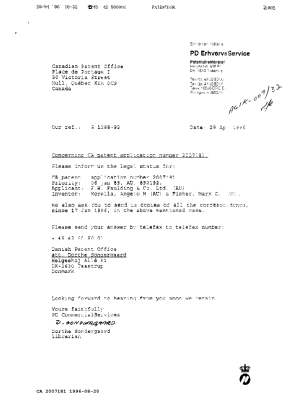 Document de brevet canadien 2007181. Correspondance 19951220. Image 7 de 7