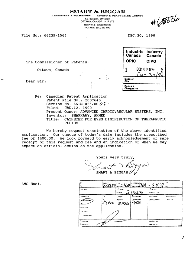 Canadian Patent Document 2007646. Prosecution-Amendment 19961230. Image 1 of 1