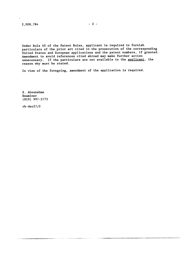 Canadian Patent Document 2008784. Prosecution-Amendment 19960116. Image 2 of 2