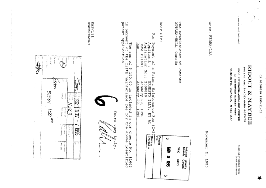 Document de brevet canadien 2008810. Taxes 19951102. Image 1 de 1