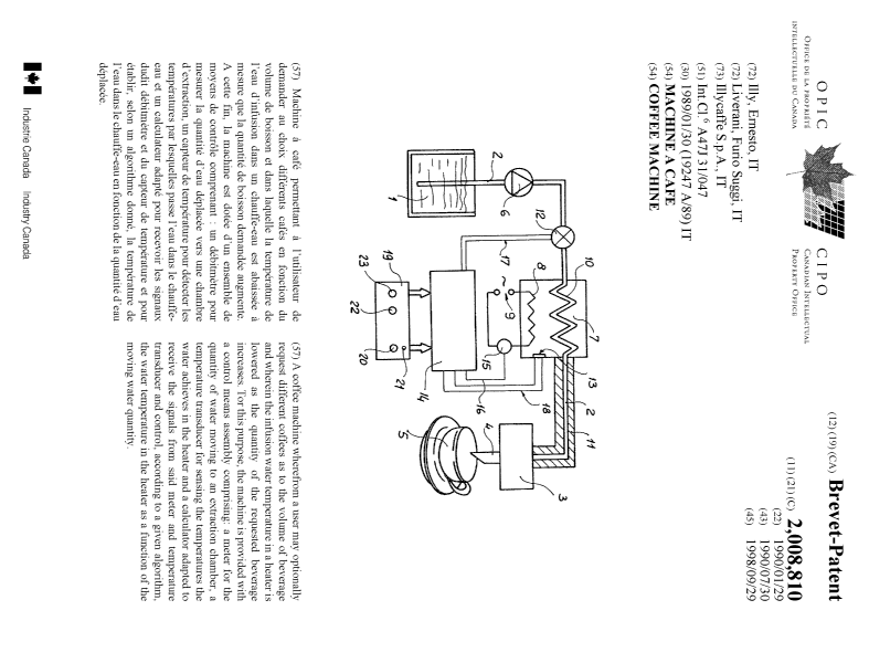 Document de brevet canadien 2008810. Page couverture 19980902. Image 1 de 1