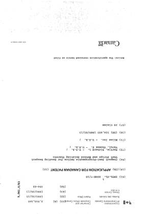 Canadian Patent Document 2010165. Cover Page 19891213. Image 1 of 1