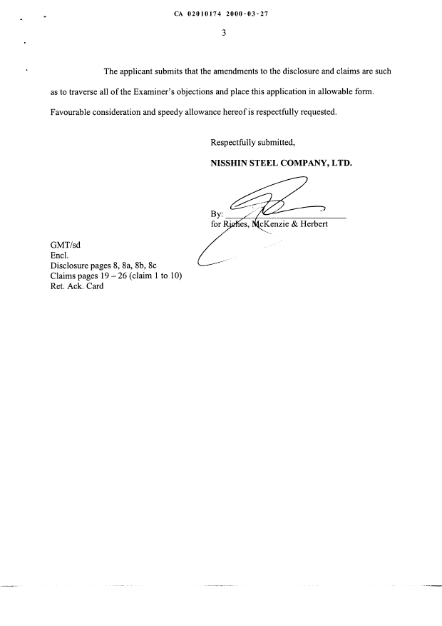 Canadian Patent Document 2010174. Prosecution-Amendment 20000327. Image 3 of 15