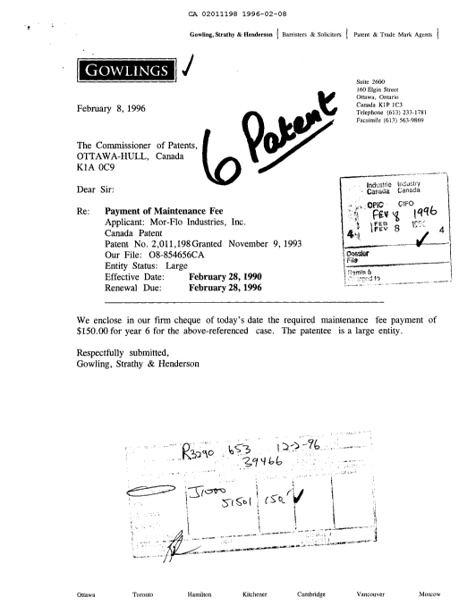 Document de brevet canadien 2011198. Taxes 19960208. Image 1 de 1