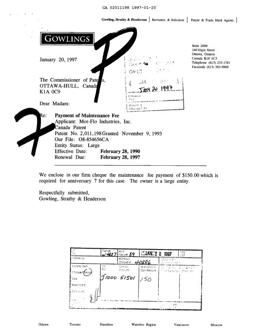 Document de brevet canadien 2011198. Taxes 19970120. Image 1 de 1