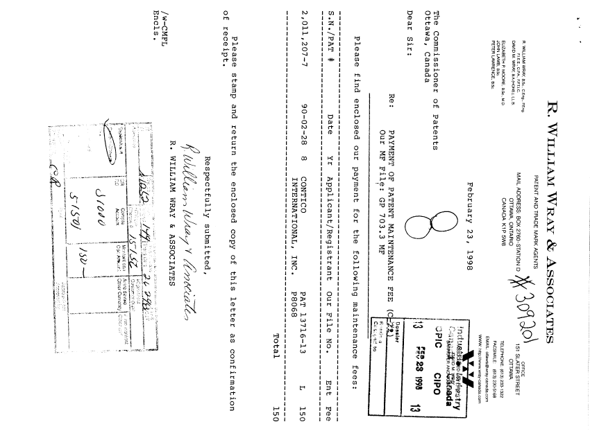 Document de brevet canadien 2011207. Taxes 19980223. Image 1 de 1
