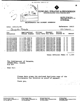 Document de brevet canadien 2011814. Taxes 19930112. Image 1 de 1