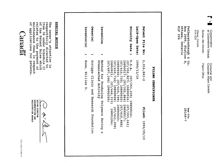 Canadian Patent Document 2016841. Assignment 19900515. Image 19 of 19