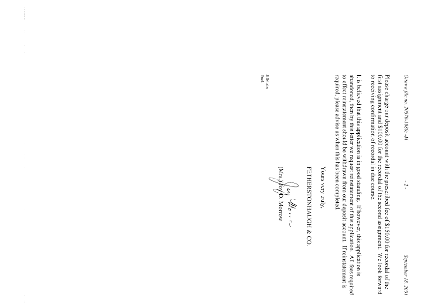 Canadian Patent Document 2016841. Assignment 20010918. Image 2 of 7