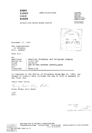 Document de brevet canadien 2017380. Correspondance reliée au PCT 19931117. Image 1 de 1