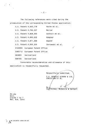 Canadian Patent Document 2019573. Prosecution Correspondence 19930525. Image 2 of 2