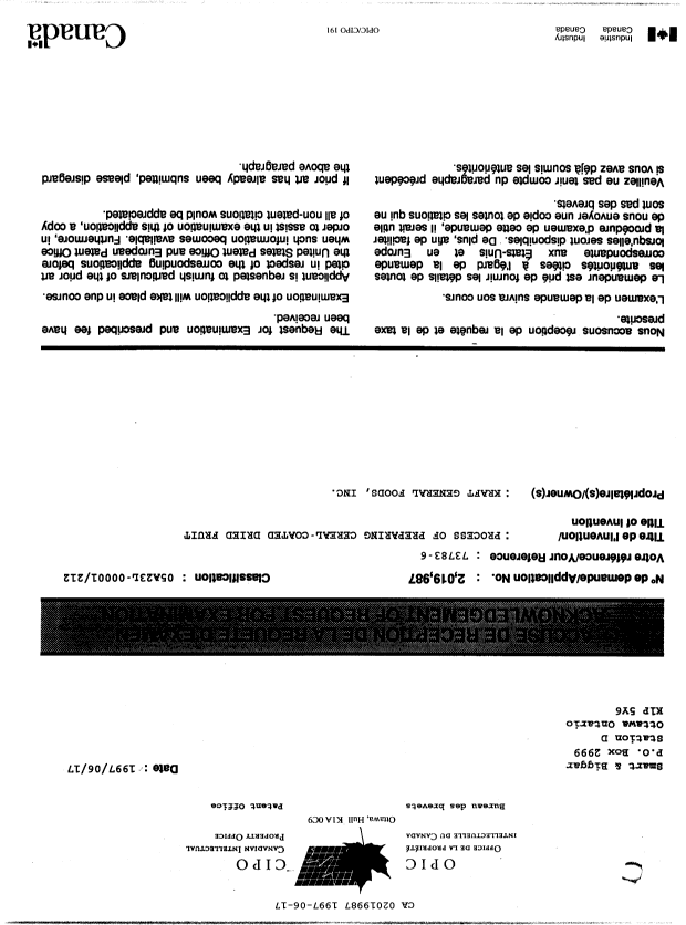 Canadian Patent Document 2019987. Correspondence 19970617. Image 1 of 1