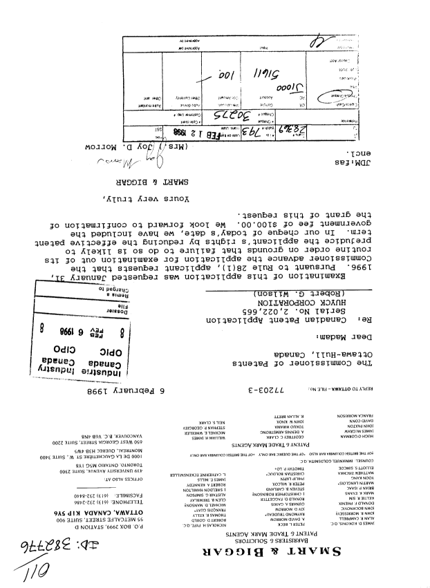 Canadian Patent Document 2022665. Prosecution-Amendment 19980206. Image 1 of 1