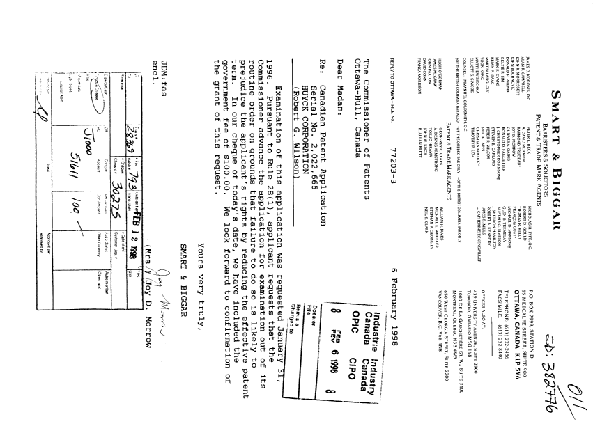 Document de brevet canadien 2022665. Poursuite-Amendment 19980206. Image 1 de 1