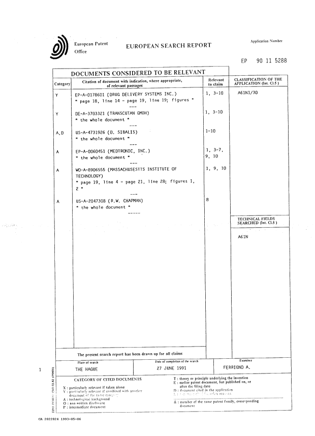 Canadian Patent Document 2022824. Prosecution Correspondence 19930506. Image 2 of 9