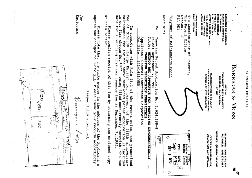 Document de brevet canadien 2024868. Taxes 19950901. Image 1 de 1