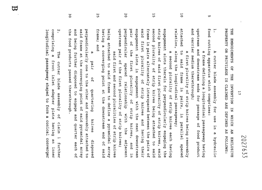 Document de brevet canadien 2027633. Revendications 19950103. Image 1 de 3