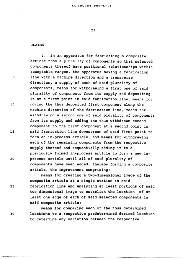 Document de brevet canadien 2027855. Poursuite-Amendment 20000302. Image 2 de 3